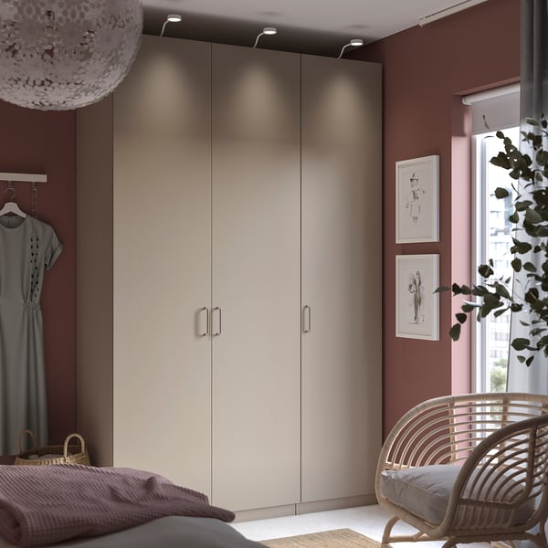 PAX / FORSAND wardrobe combination, grey-beige/grey-beige, 150x60x236 cm