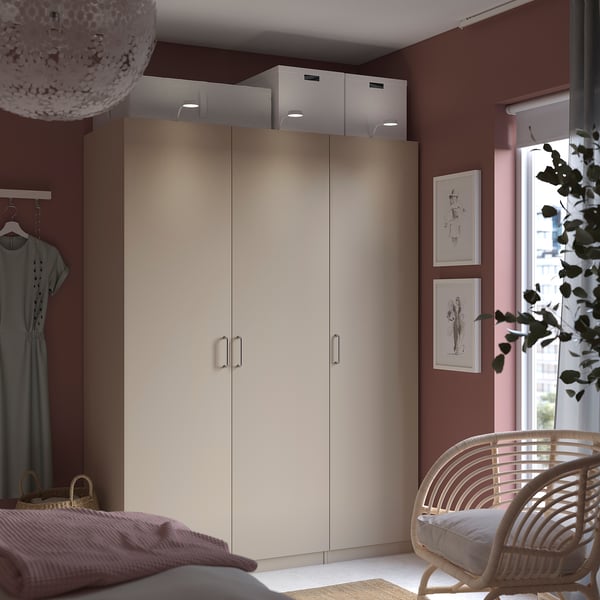 PAX / FORSAND wardrobe combination, grey-beige/grey-beige, 150x60x201 cm