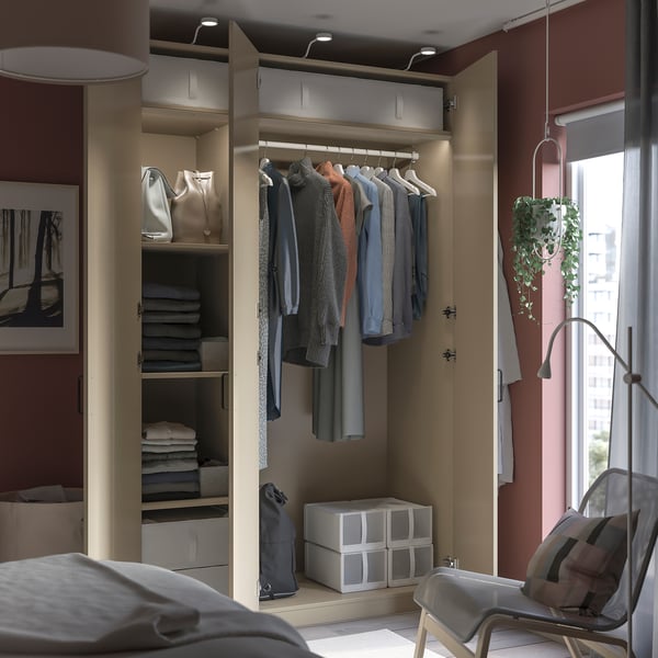PAX / FORSAND wardrobe combination, grey-beige/grey-beige, 150x60x236 cm