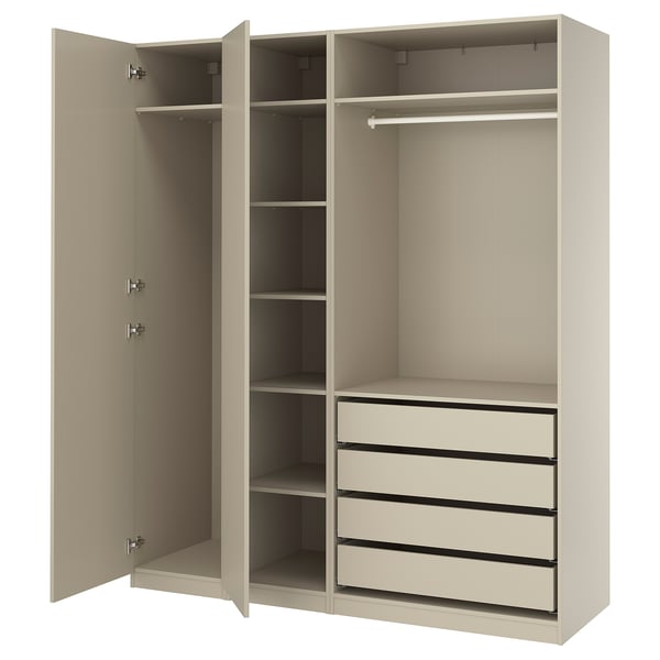 PAX / FORSAND wardrobe combination, grey-beige/grey-beige, 200x60x236 cm