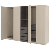 PAX / FORSAND wardrobe combination, grey-beige/dark grey grey-beige, 250x60x201 cm
