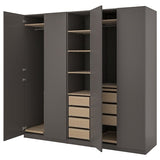PAX / FORSAND wardrobe combination, dark grey/white stained oak effect dark grey, 250x60x236 cm