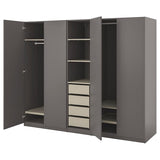 PAX / FORSAND wardrobe combination, dark grey grey-beige/dark grey, 250x60x201 cm