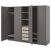 PAX / FORSAND wardrobe combination, dark grey grey-beige/dark grey, 250x60x201 cm