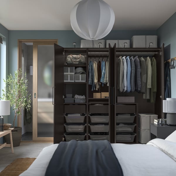 PAX / FORSAND wardrobe combination, dark grey/dark grey, 200x60x201 cm