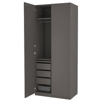 PAX / FORSAND wardrobe combination, dark grey/dark grey, 100x60x236 cm