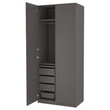 PAX / FORSAND wardrobe combination, dark grey/dark grey, 100x60x236 cm