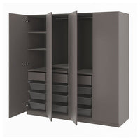 PAX / FORSAND wardrobe combination, dark grey/dark grey, 200x60x201 cm