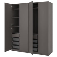 PAX / FORSAND wardrobe combination, dark grey/dark grey, 200x60x236 cm
