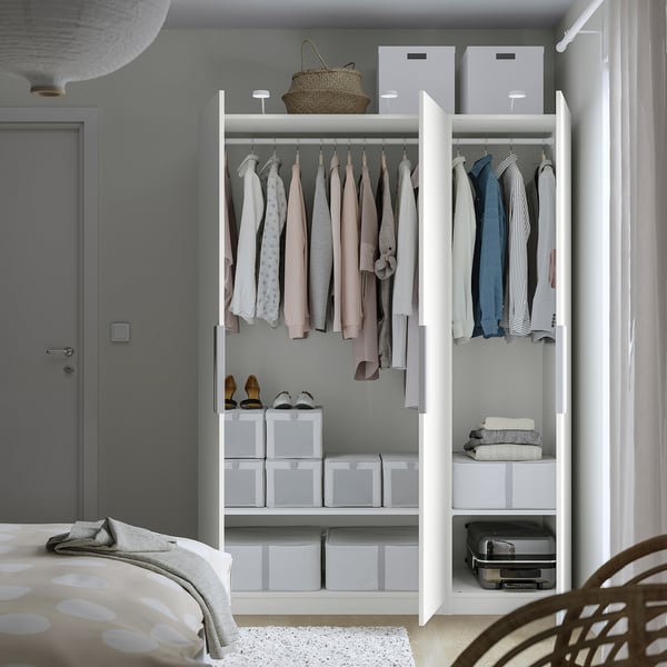PAX / FORSAND wardrobe, white/white, 150x60x201 cm