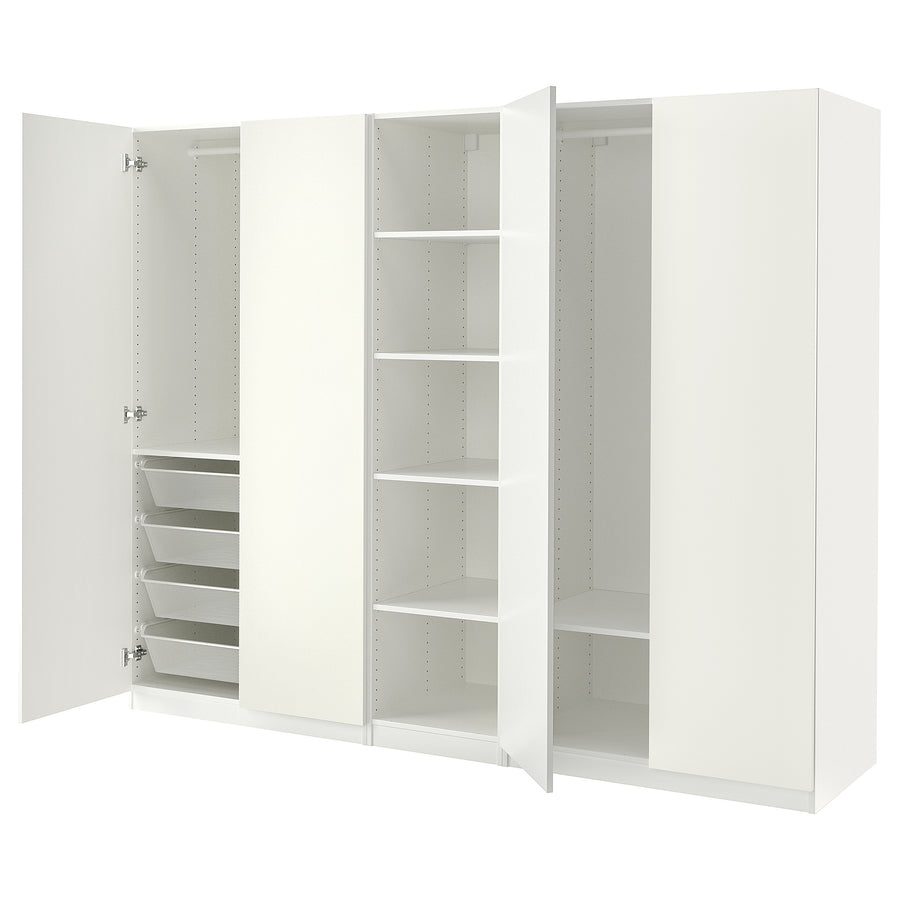 PAX / FORSAND wardrobe, white/white, 250x60x201 cm