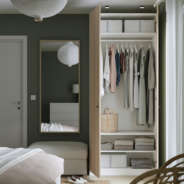 PAX / FORSAND wardrobe, white/white stained oak effect, 100x60x236 cm