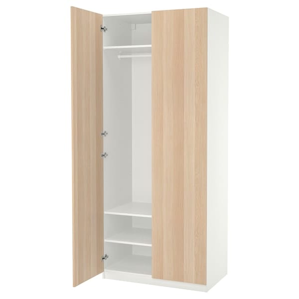 Ikea PAX / FORSAND - Wardrobe, white / oak effect with white stain,100x60x236 cm