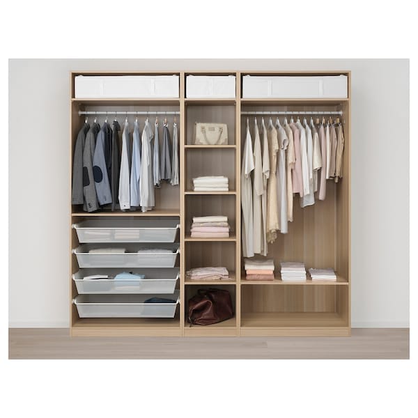 Ikea PAX / FORSAND - Wardrobe, oak effect with white stain / oak effect with white stain,250x60x236 cm