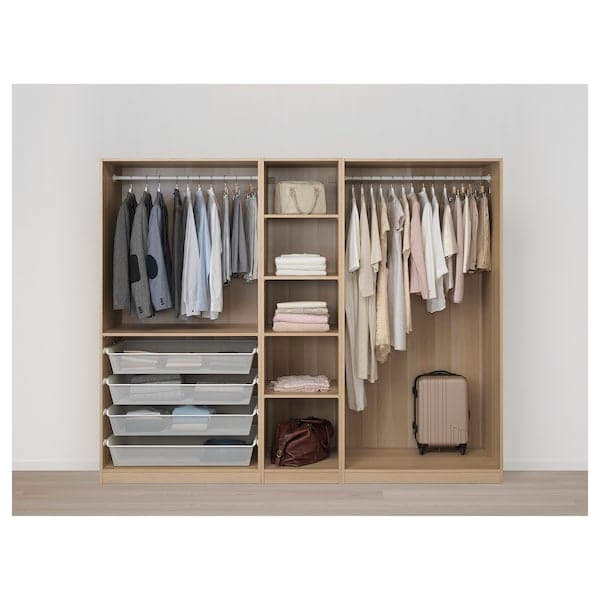 Ikea PAX / FORSAND - Wardrobe, oak effect with white stain / oak effect with white stain,250x60x201 cm
