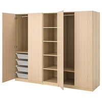 PAX / FORSAND wardrobe, white stained oak effect/white stained oak effect, 250x60x201 cm