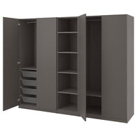 PAX / FORSAND wardrobe, dark grey/dark grey, 250x60x201 cm