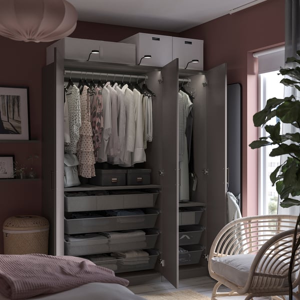 PAX / FORSAND wardrobe, dark grey/dark grey, 150x60x201 cm