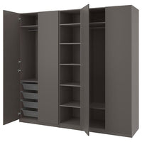 PAX / FORSAND wardrobe, dark grey/dark grey, 250x60x236 cm
