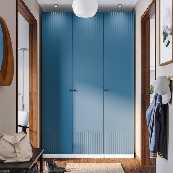 PAX / FYRUDDEN wardrobe combination, white/blue, 150x58x236 cm