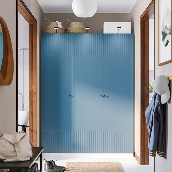 PAX / FYRUDDEN wardrobe combination, white/blue, 150x60x201 cm