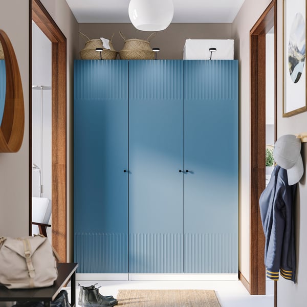 PAX / FYRUDDEN wardrobe combination, white/blue, 150x60x201 cm