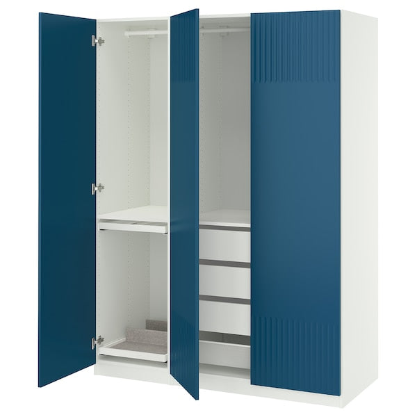 PAX / FYRUDDEN wardrobe combination, white/blue, 150x60x201 cm