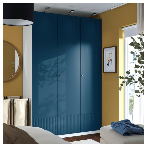 PAX / FYRUDDEN wardrobe combination, white/blue, 150x60x236 cm
