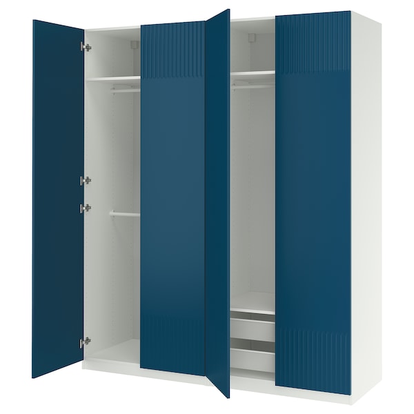 PAX / FYRUDDEN wardrobe combination, white/blue, 200x60x236 cm