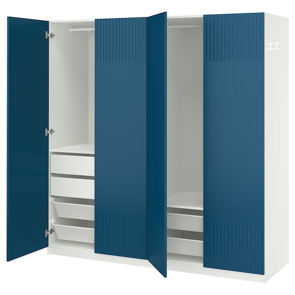 PAX / FYRUDDEN wardrobe combination, white/blue, 200x60x201 cm