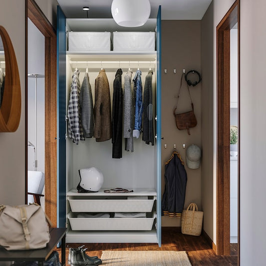 PAX / FYRUDDEN wardrobe combination, white/blue, 100x60x236 cm