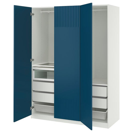 PAX / FYRUDDEN wardrobe combination, white/blue, 150x60x201 cm