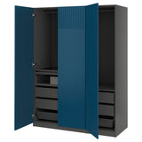 PAX / FYRUDDEN wardrobe combination, dark grey/blue, 150x60x201 cm