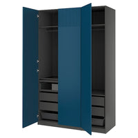 PAX / FYRUDDEN wardrobe combination, dark grey/blue, 150x60x236 cm