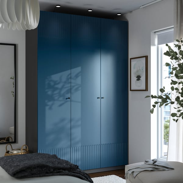 PAX / FYRUDDEN wardrobe combination, dark grey/blue, 150x60x236 cm