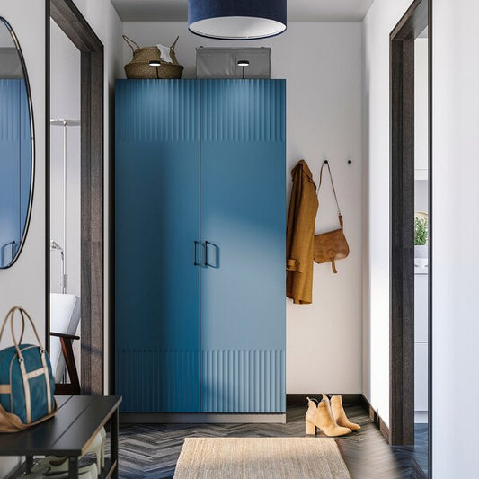 PAX / FYRUDDEN wardrobe combination, dark grey/blue, 100x60x201 cm