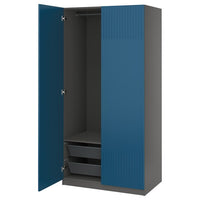 PAX / FYRUDDEN wardrobe combination, dark grey/blue, 100x60x201 cm