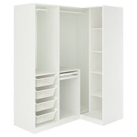 PAX / FYRUDDEN corner wardrobe, white/blue, 161/111x201 cm