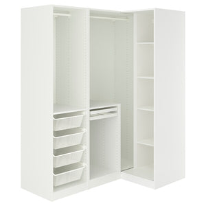 PAX / FYRUDDEN corner wardrobe, white/blue, 161/111x201 cm
