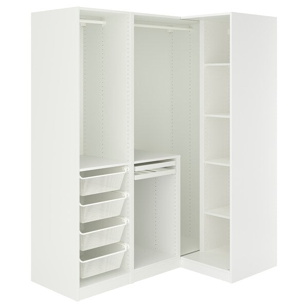 PAX / FYRUDDEN corner wardrobe, white/blue, 161/111x201 cm