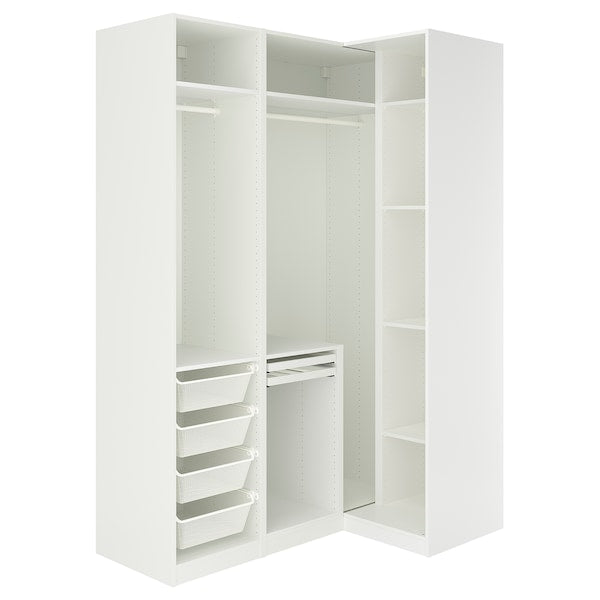 PAX / FYRUDDEN corner wardrobe, white/blue, 161/111x236 cm