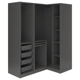 PAX / FYRUDDEN corner wardrobe, dark grey/blue, 161/111x201 cm