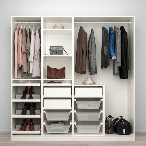 Ikea PAX / GRIMO/ÅHEIM - Wardrobe combination, white/white mirror glass,200x60x201 cm