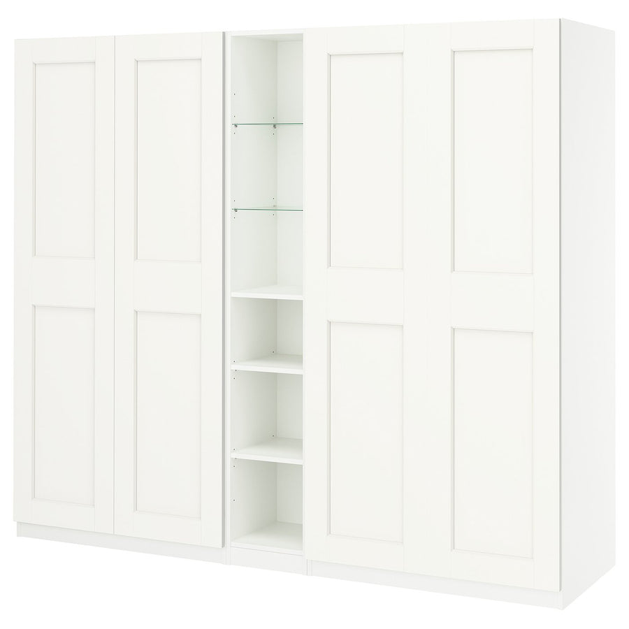PAX / GRIMO wardrobe combination, white white/white, 235.0x201.2x60.0 cm