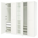 PAX / GRIMO wardrobe combination, white white/white, 235x60x236 cm