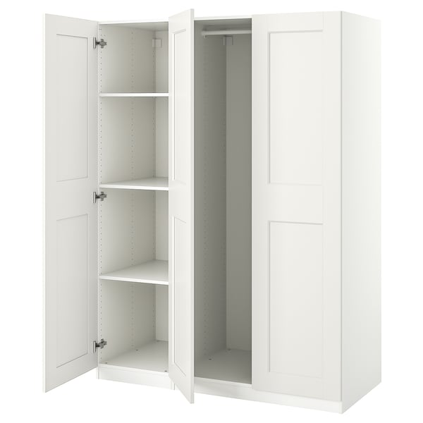 PAX / GRIMO wardrobe combination, white/white, 150x60x201 cm