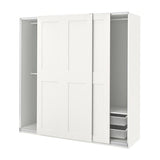 PAX / GRIMO wardrobe combination, white/white, 200x66x201 cm