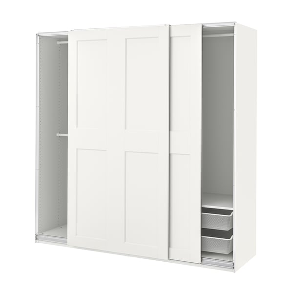 PAX / GRIMO wardrobe combination, white/white, 200x66x201 cm