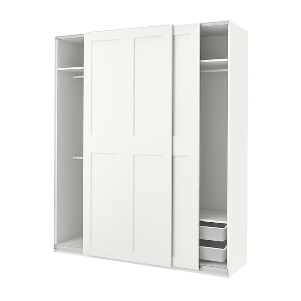 Ikea PAX / GRIMO - Wardrobe combination, white/white,200x66x236 cm