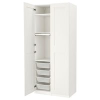 PAX / GRIMO wardrobe combination, white/white, 100x60x236 cm